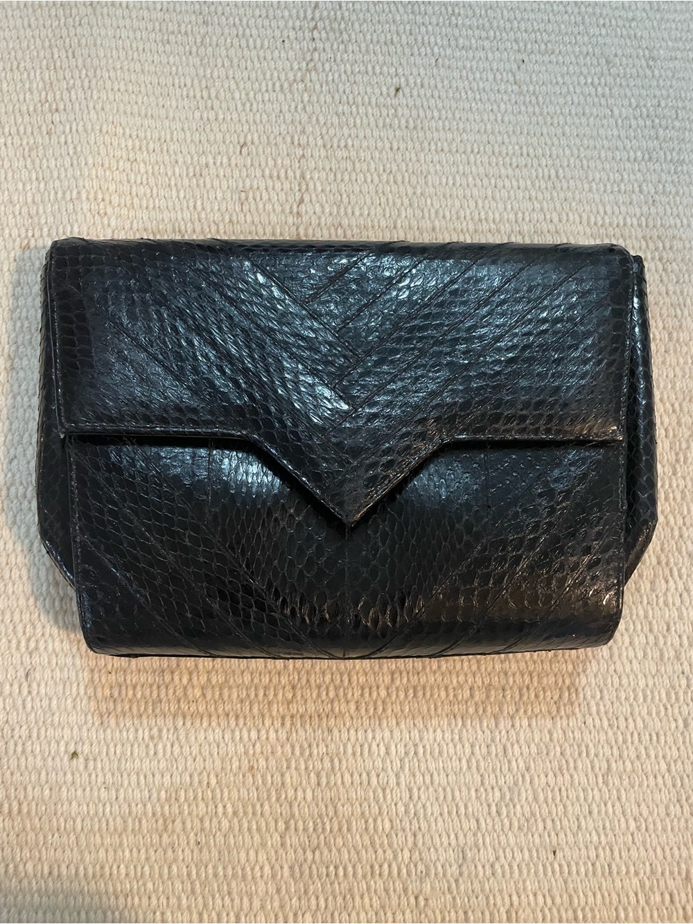 Classic Black snake skin and Leather Crossbody Bag